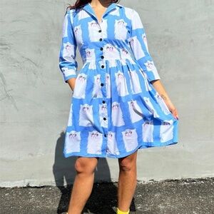 NOOWORKS Grumpy Cat Long Sleeve Dress